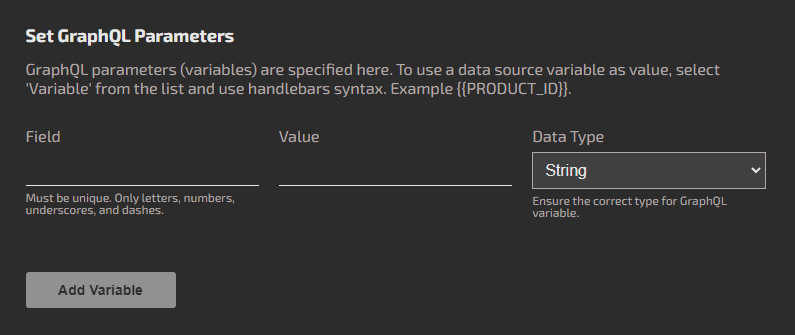 Set GraphQL Variables