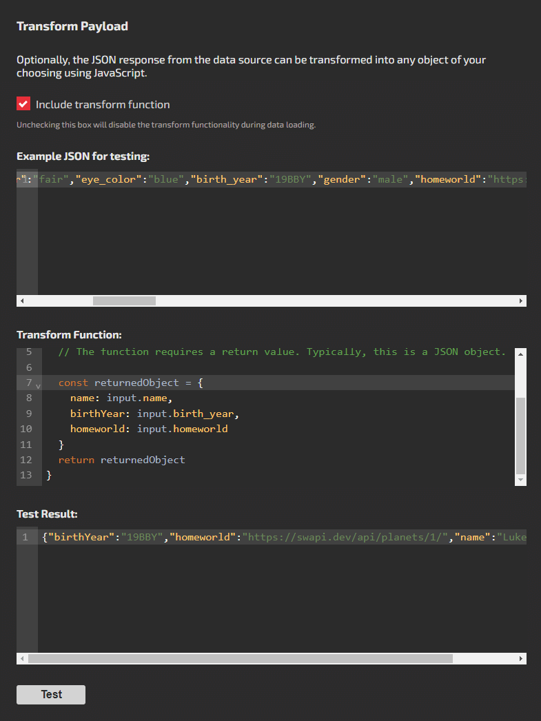 Transform Payload